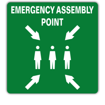 emergency assembly point safety sign